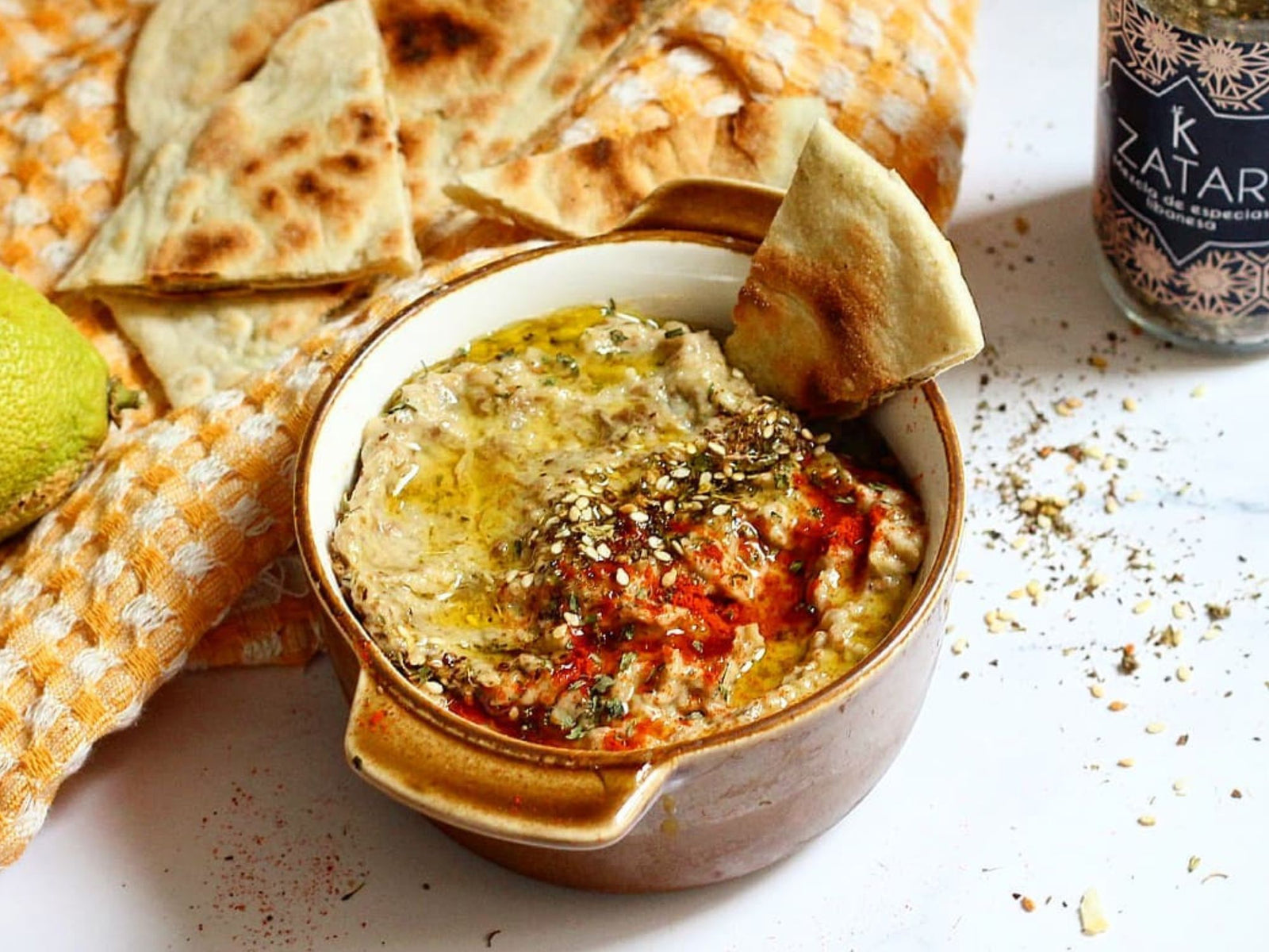 baba ganoush o mutabal con especias Zatar